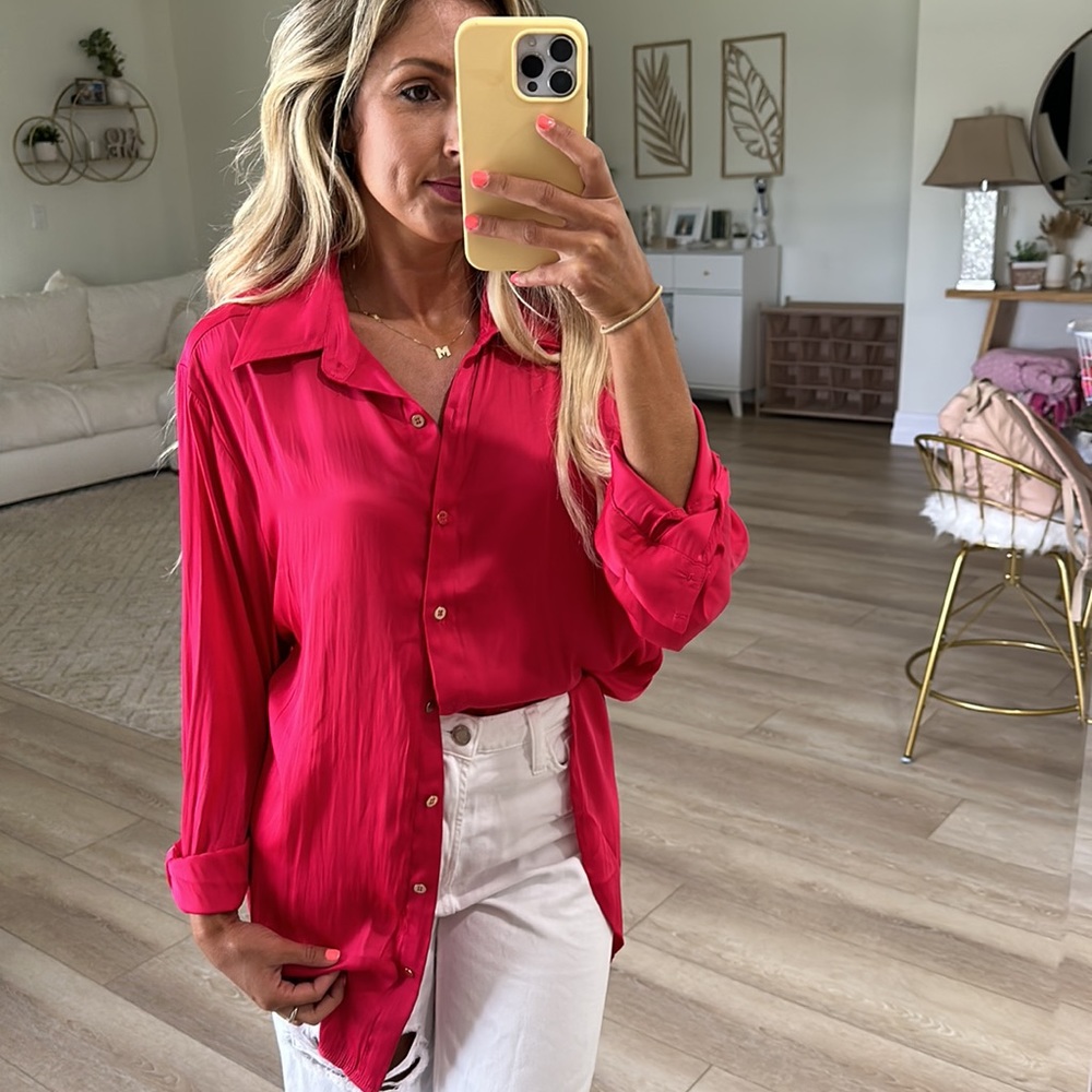 Pink Button Down Top - Picture 3 of 4